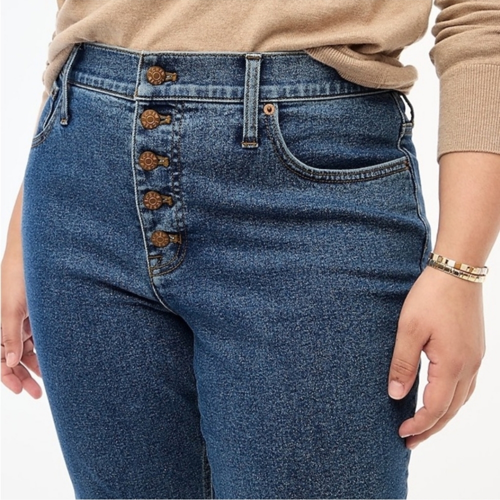 J. Crew Mid-Rise Flare Cropped Jeans Button Front - Picture 3 of 12